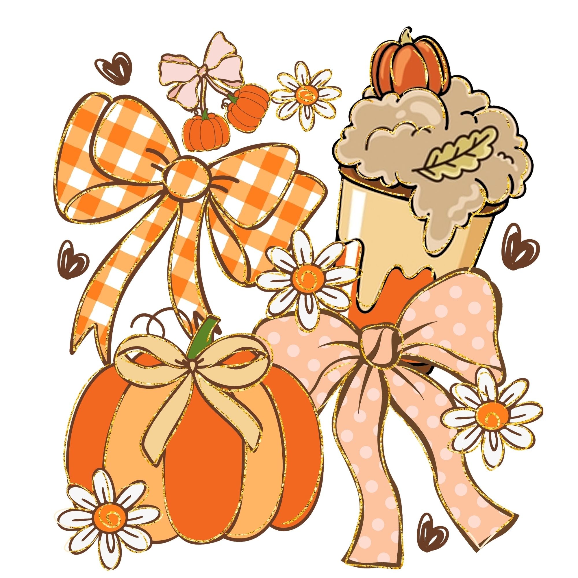 Big Bow Orange Plaid and poke dots