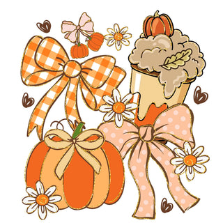 Big Bow Orange Plaid and poke dots