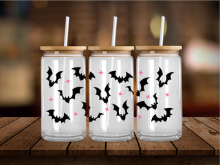 Black Bats and Pink Stars 16 Oz Wrap