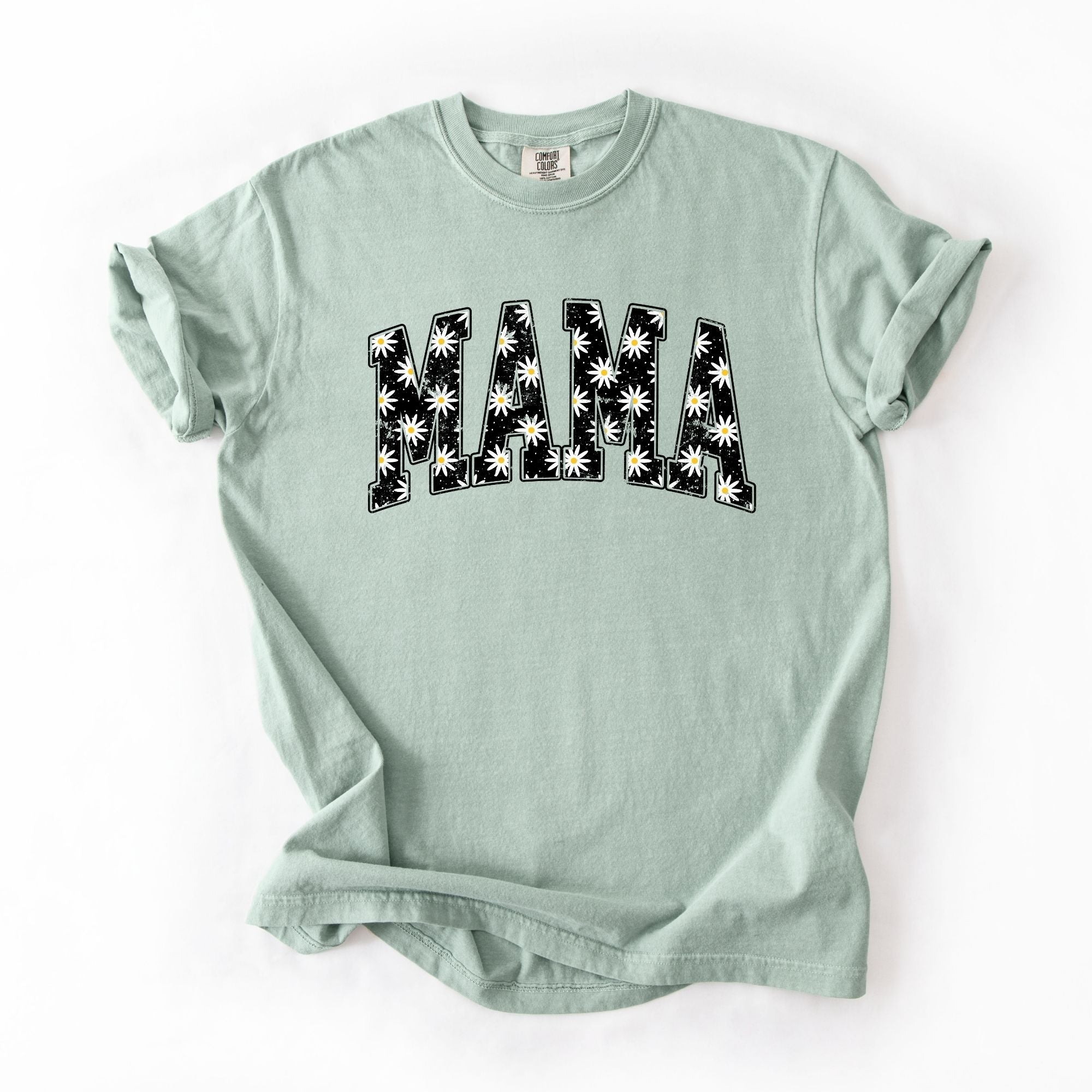 Black Distressed Daisy Mama