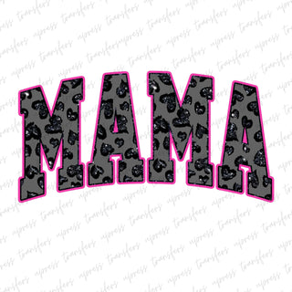 Black Glitter Hearts Mama