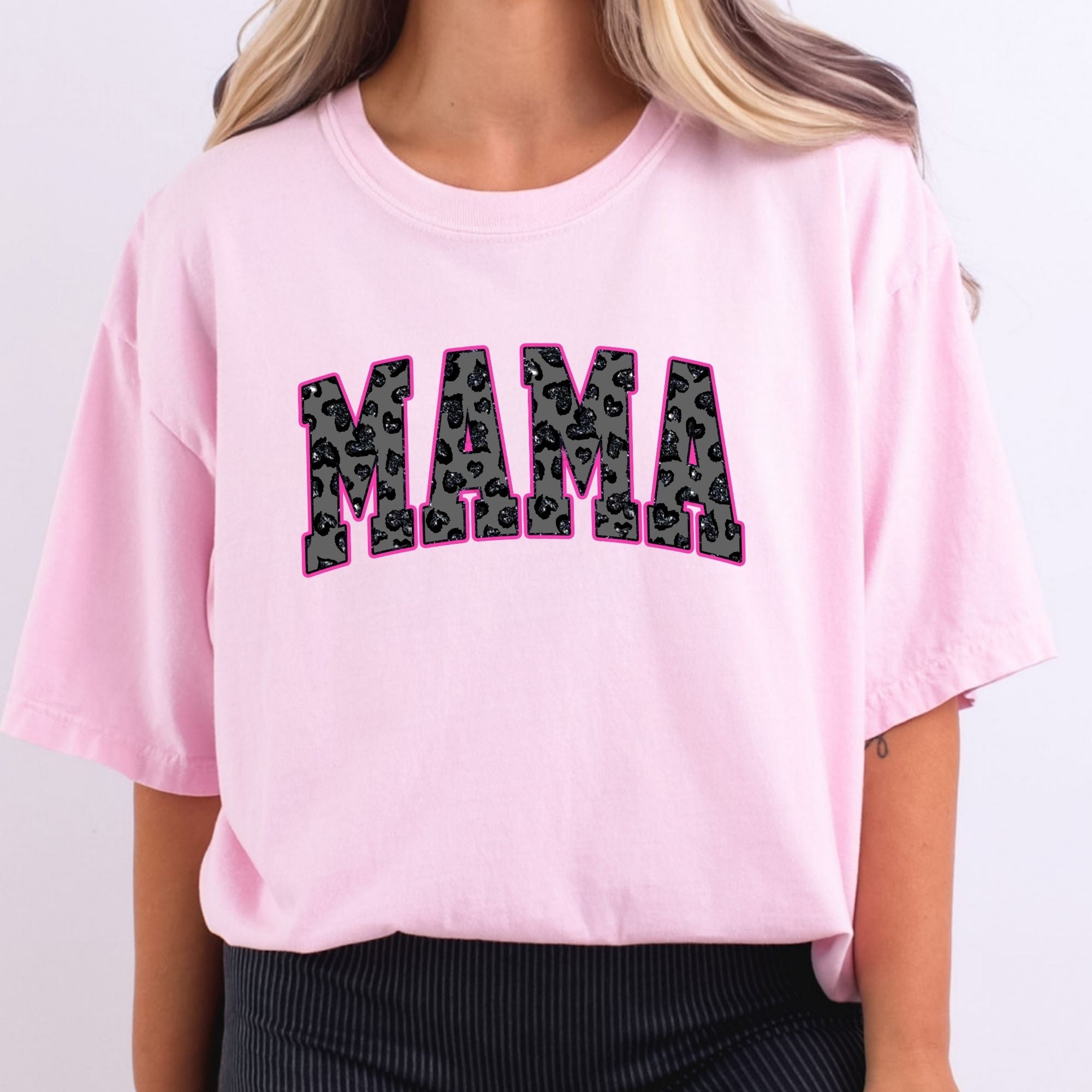 Black Glitter Hearts Mama