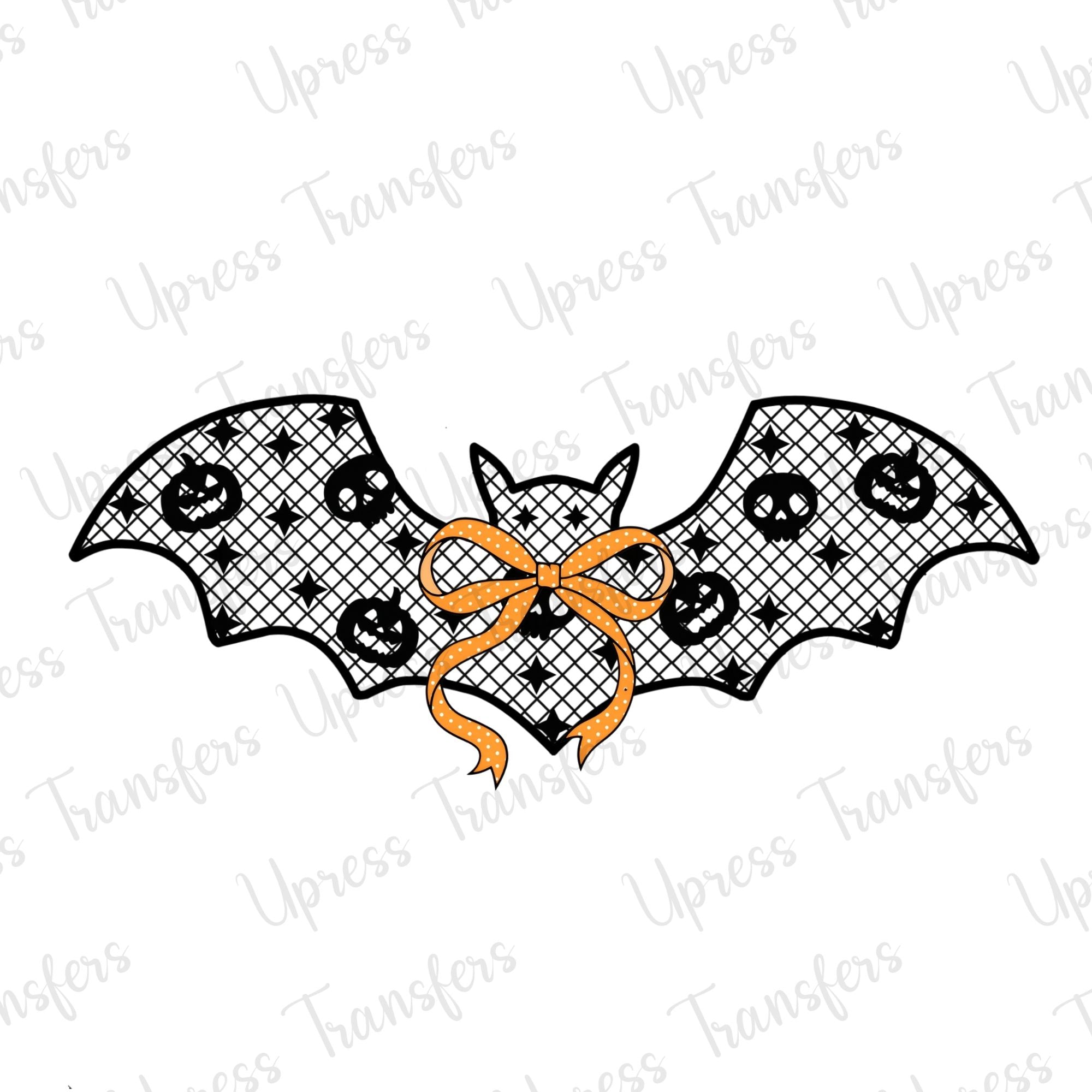 Black Lace Bat With Orange Bow