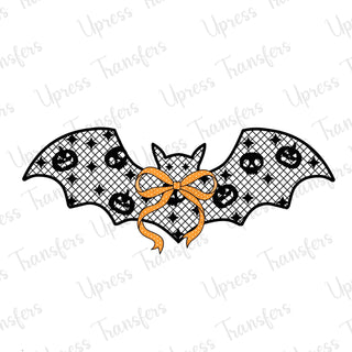 Black Lace Bat With Orange Bow