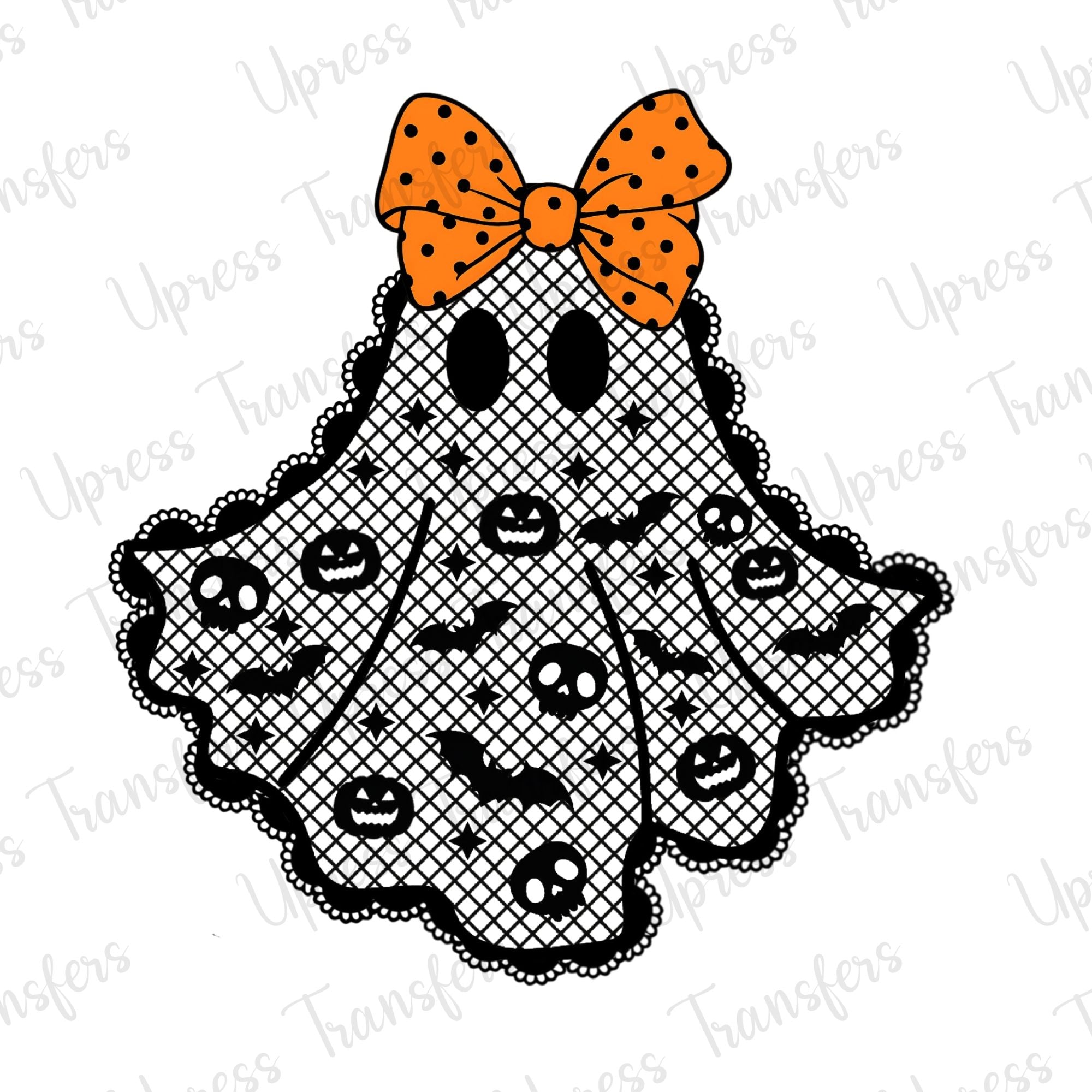 Black Lace Ghost Orange Spotted Bow
