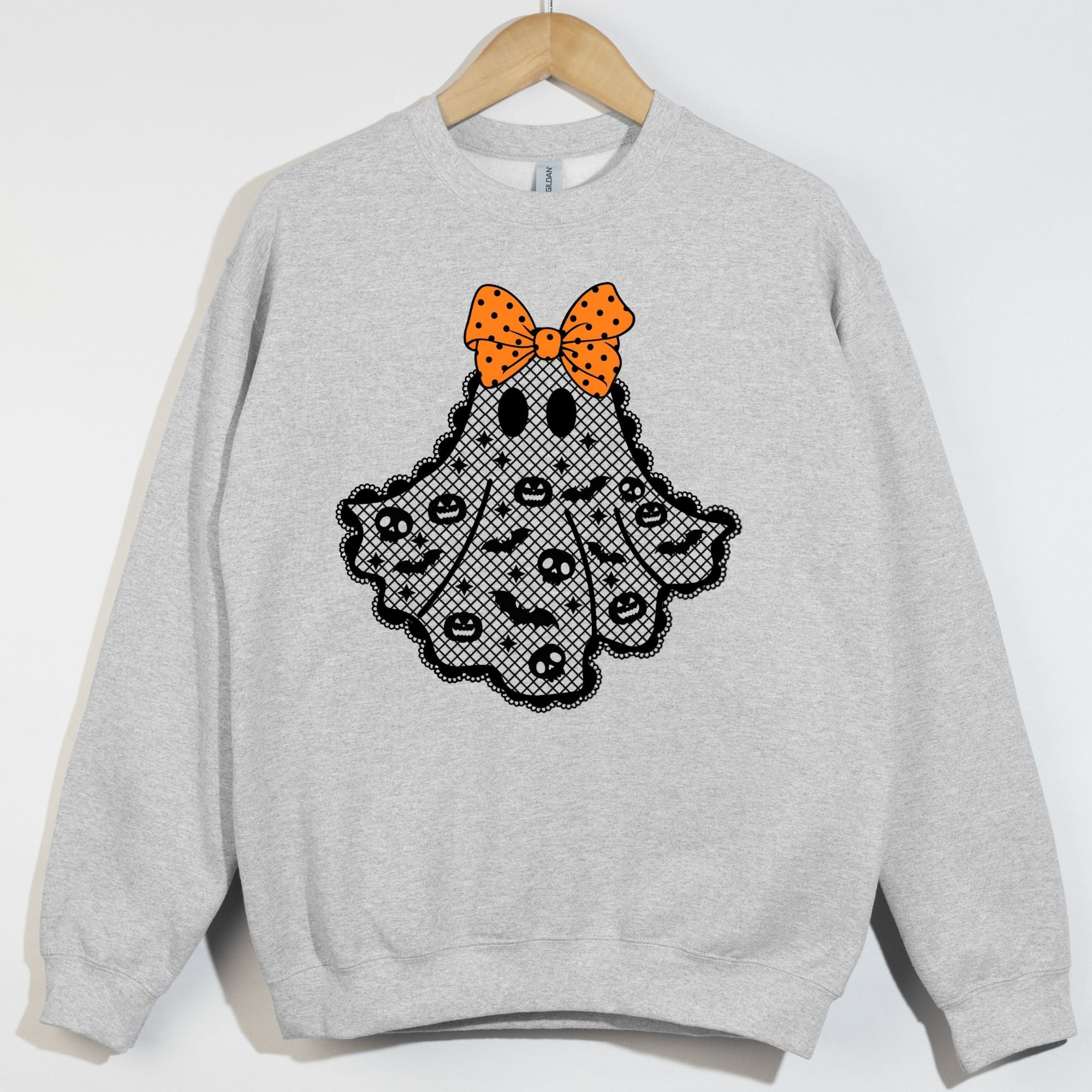 Black Lace Ghost Orange Spotted Bow