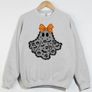 Black Lace Ghost Orange Spotted Bow