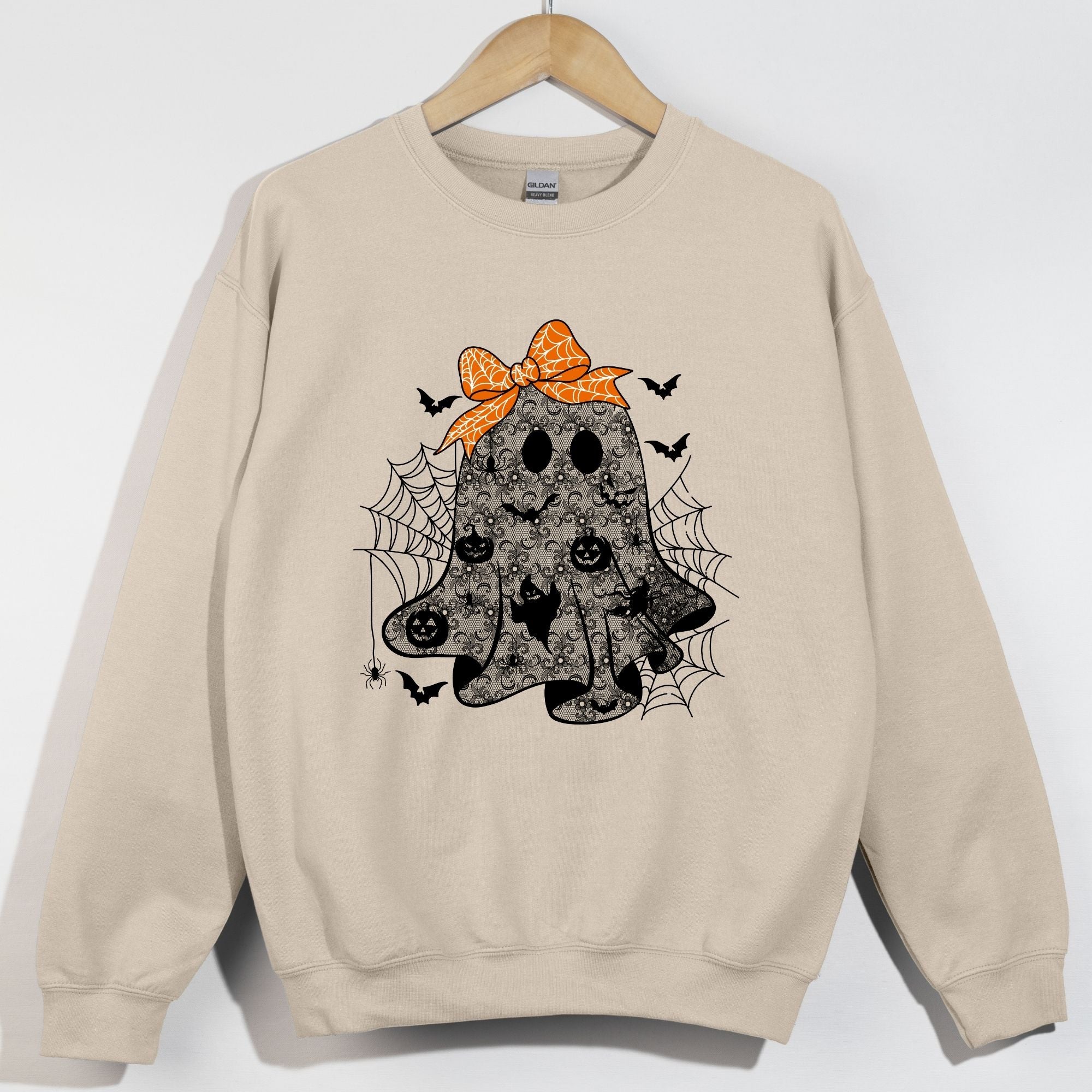 Black Lace Ghosts With Orange Bow