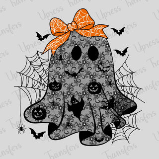 Black Lace Ghosts With Orange Bow