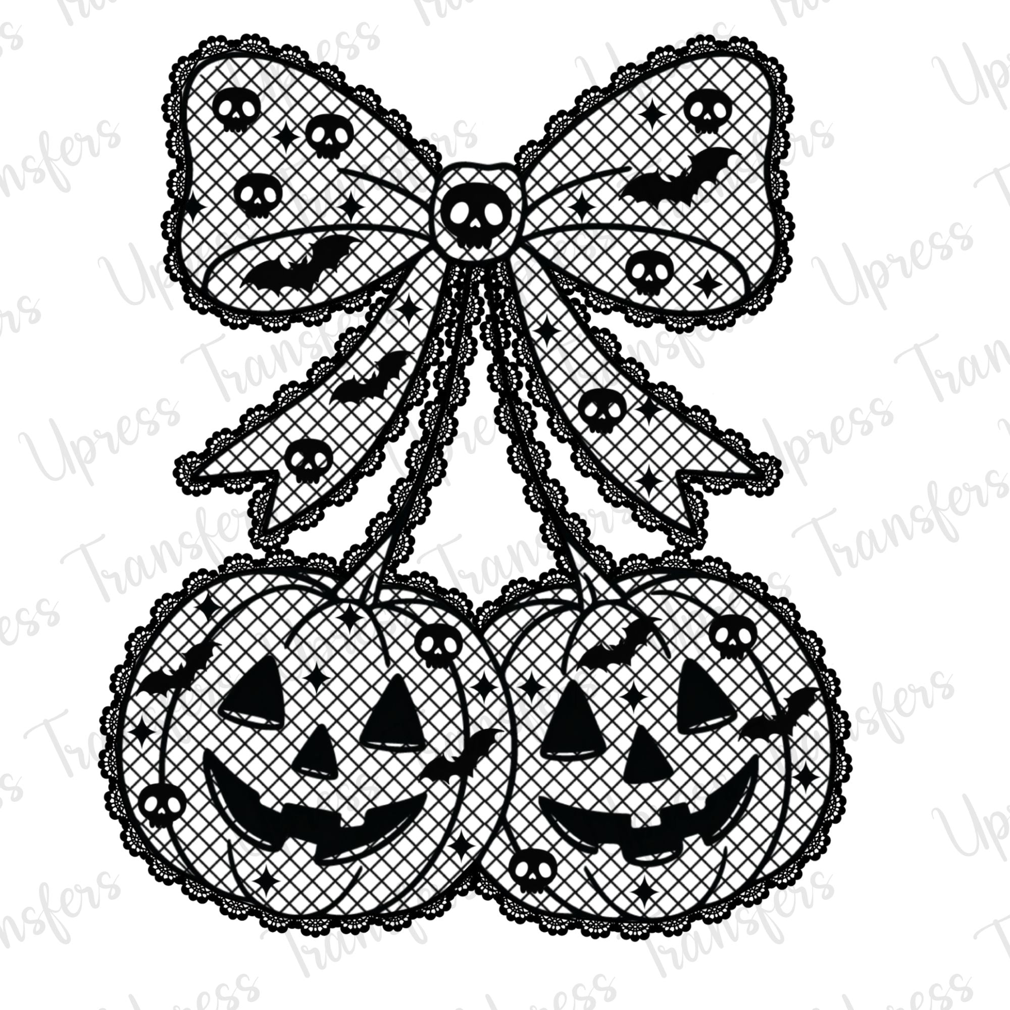 Black Lace Pumpkin Cherries Bow