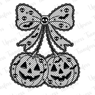 Black Lace Pumpkin Cherries Bow