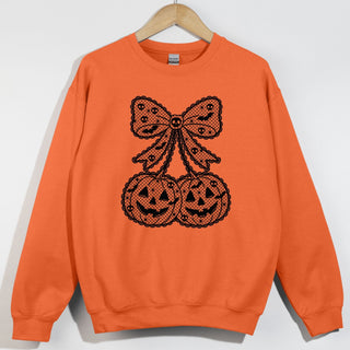 Black Lace Pumpkin Cherries Bow