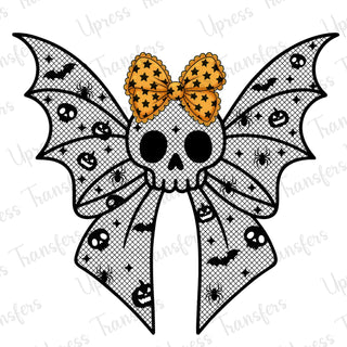 Black Lace Skull Bat Bow