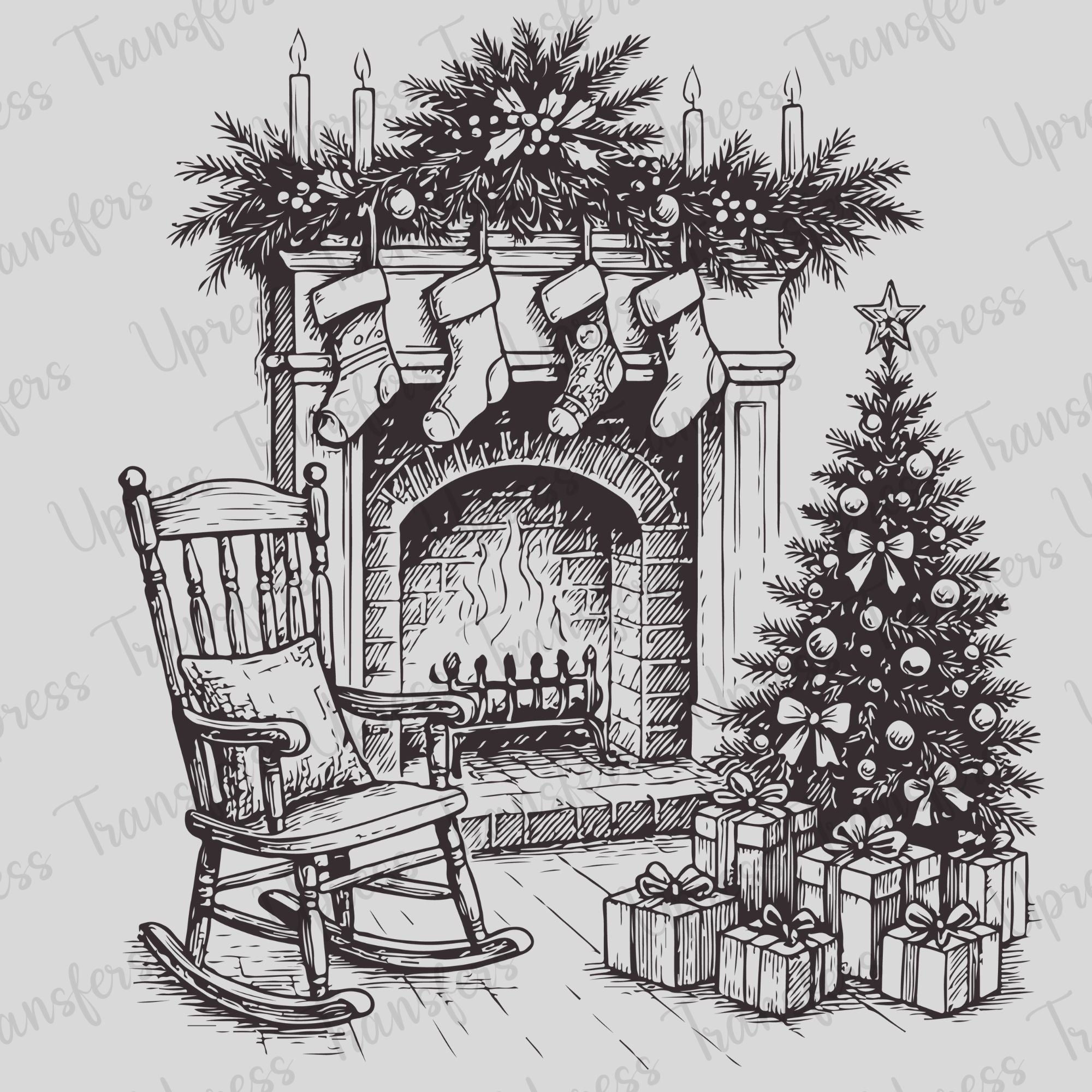 Black Sketched Christmas Home