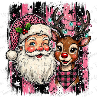 Black and Pink Santa And reindeer