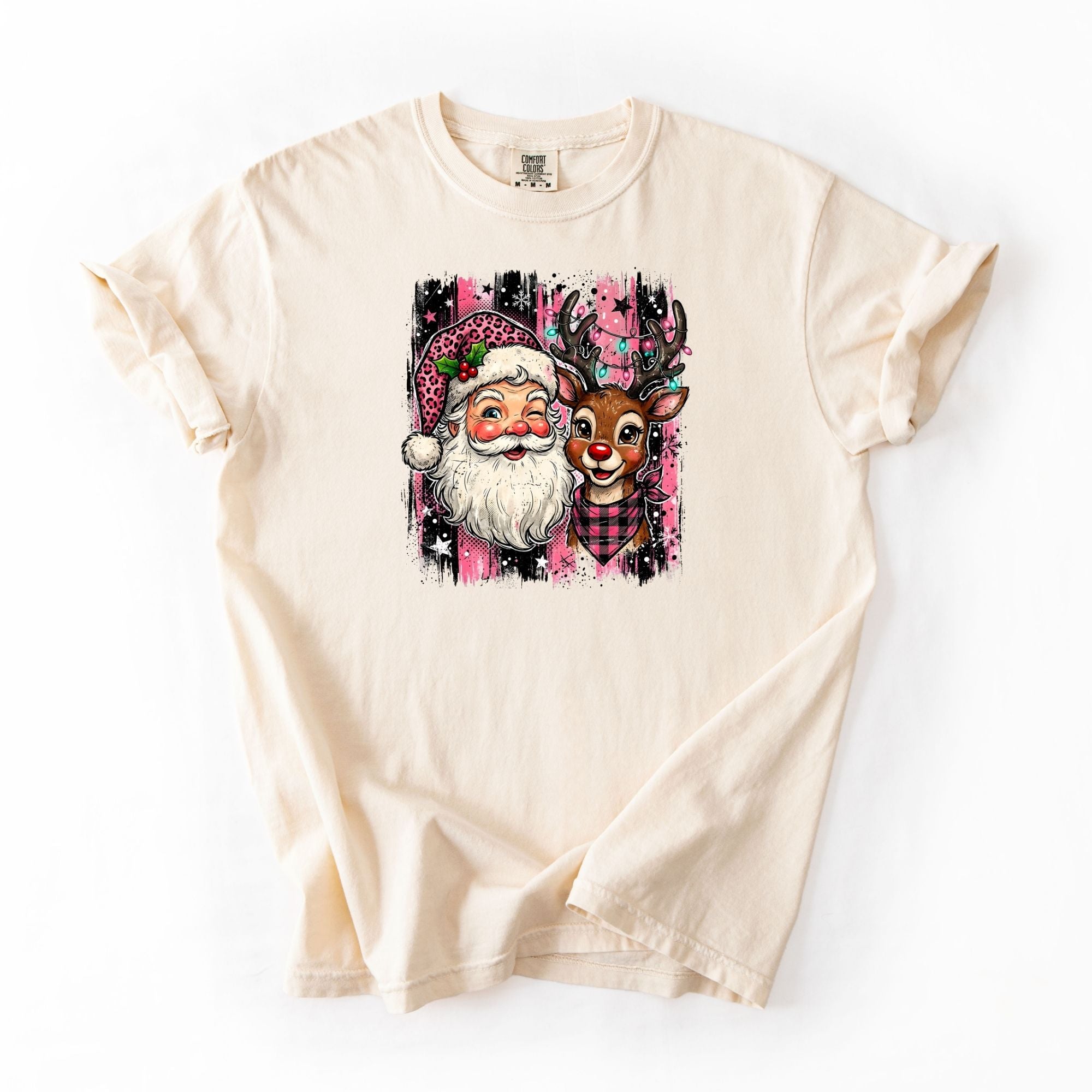 Black and Pink Santa And reindeer
