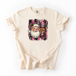 Black and Pink Santa And reindeer