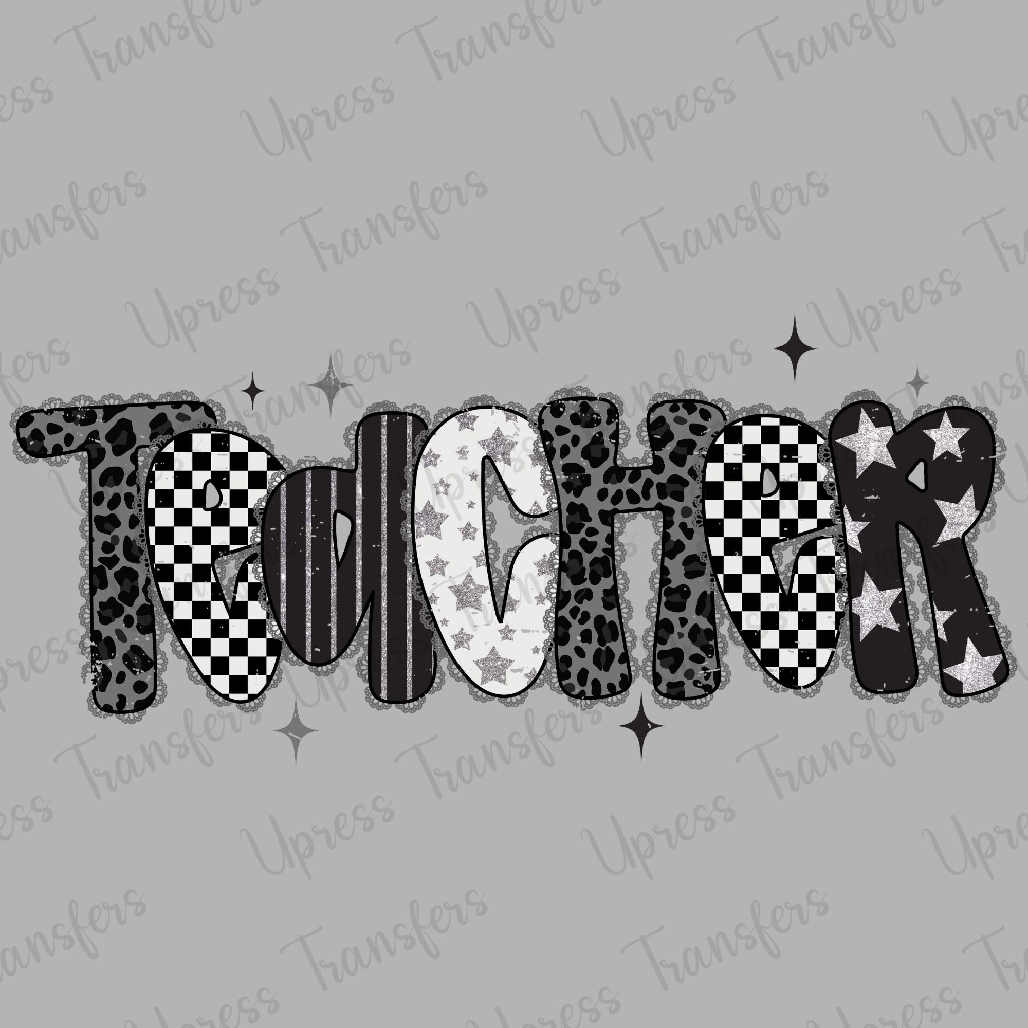Black and White Patterned Teacher