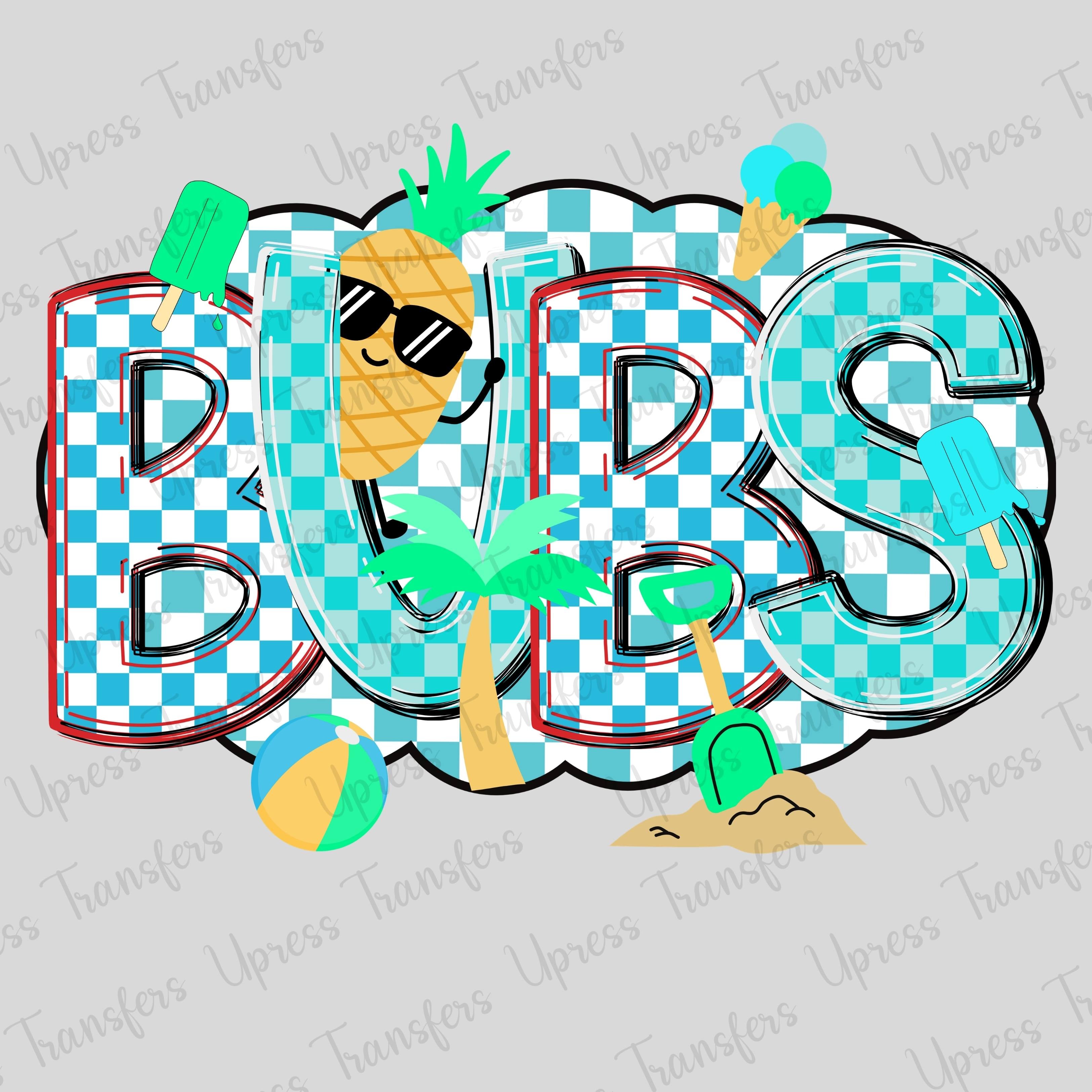 Blue Checkered Bubs In Sun