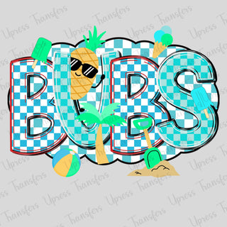 Blue Checkered Bubs In Sun