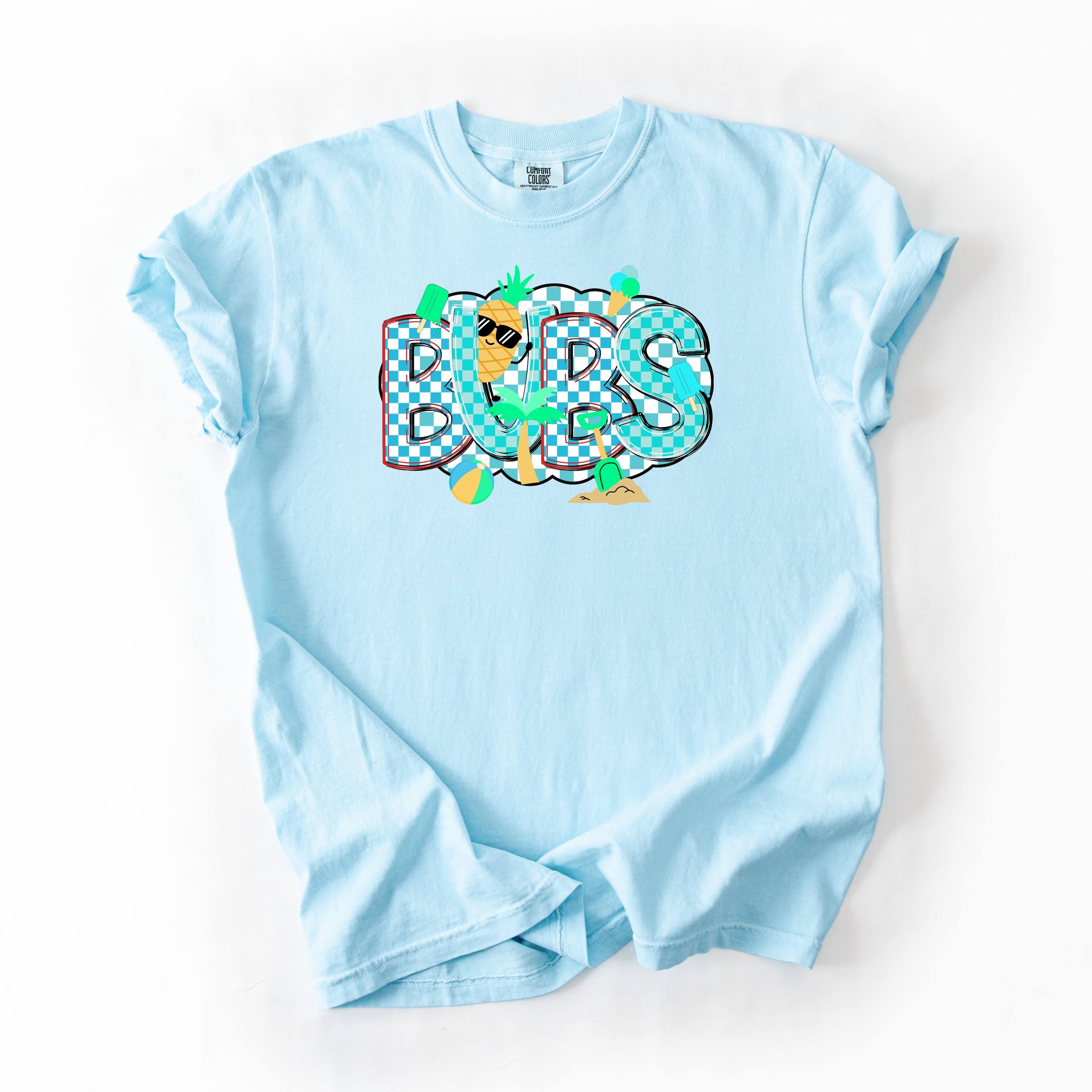 Blue Checkered Bubs In Sun
