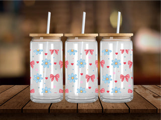 Blue Daisy Bows  16 Oz Wrap