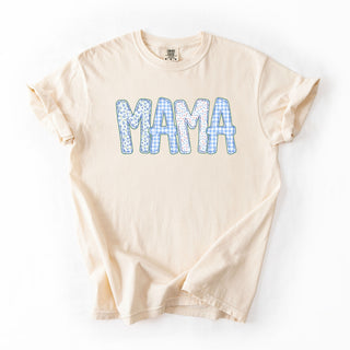 Blue Flower Plaid Mama