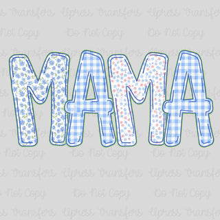Blue Flower Plaid Mama