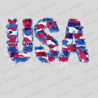 Blue Jean Camo USA Frayed