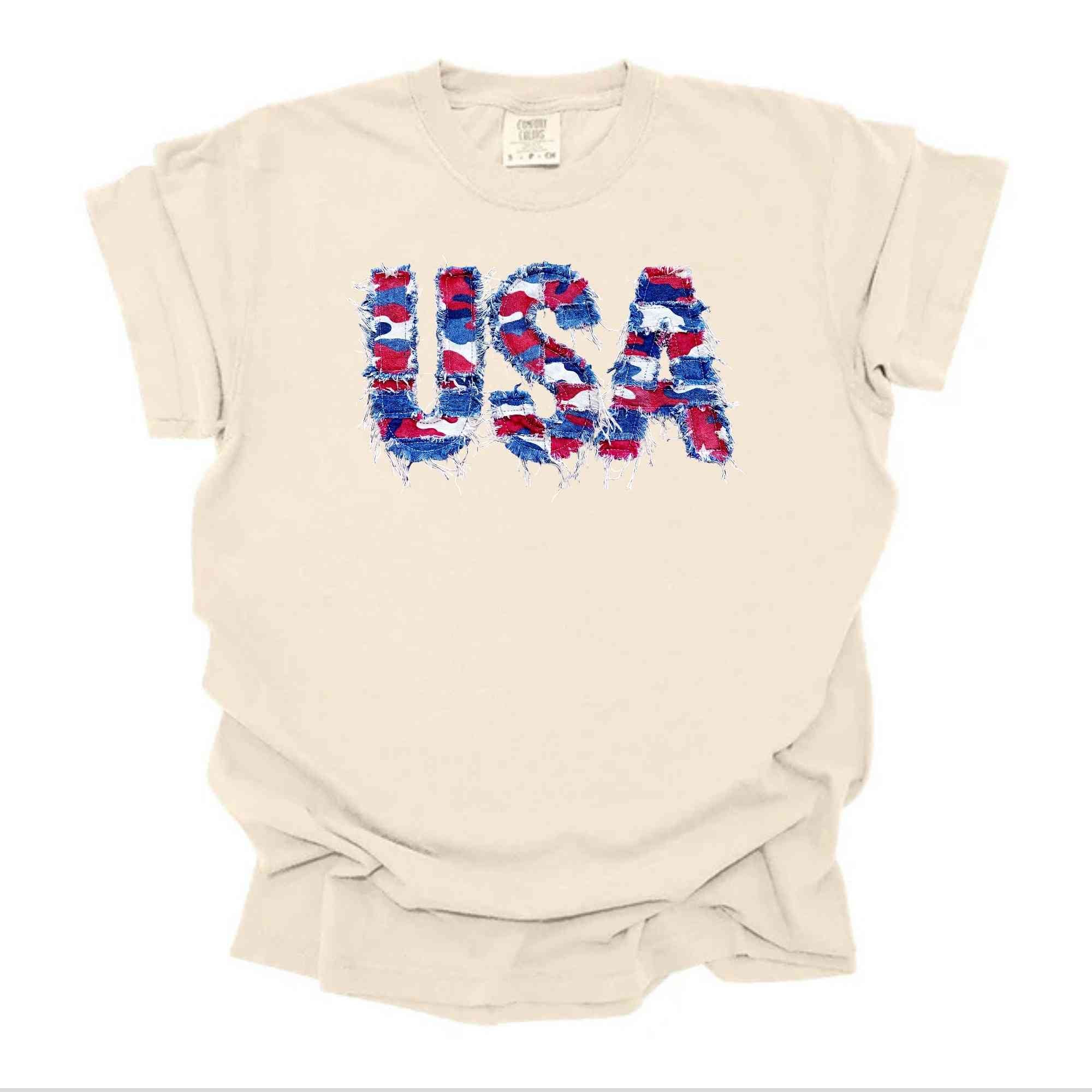 Blue Jean Camo USA Frayed