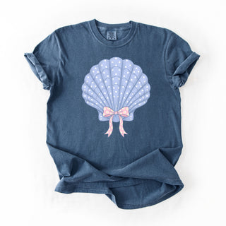 Blue Sea Shell Floral Bow