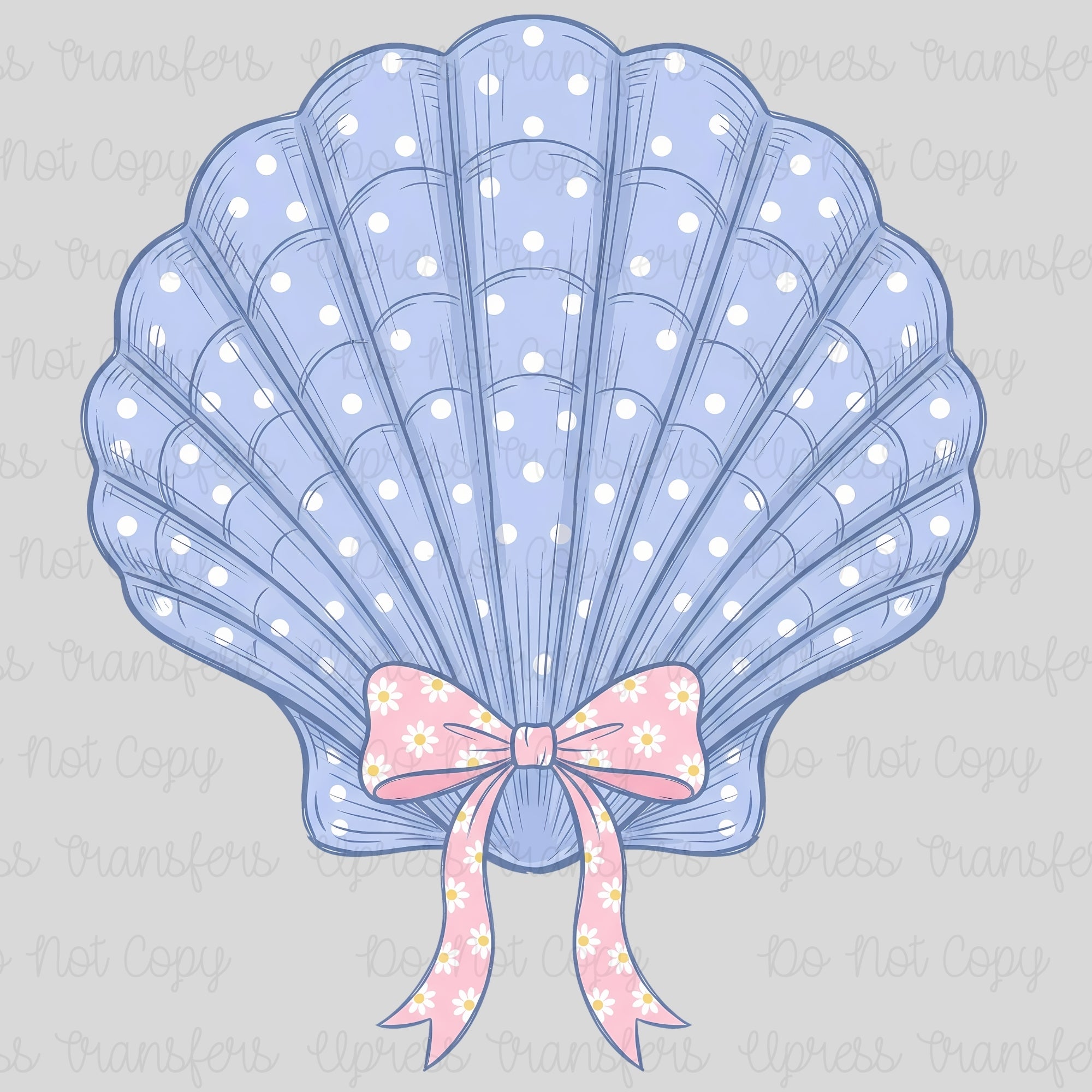 Blue Sea Shell Floral Bow