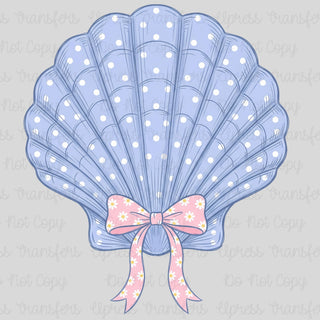 Blue Sea Shell Floral Bow