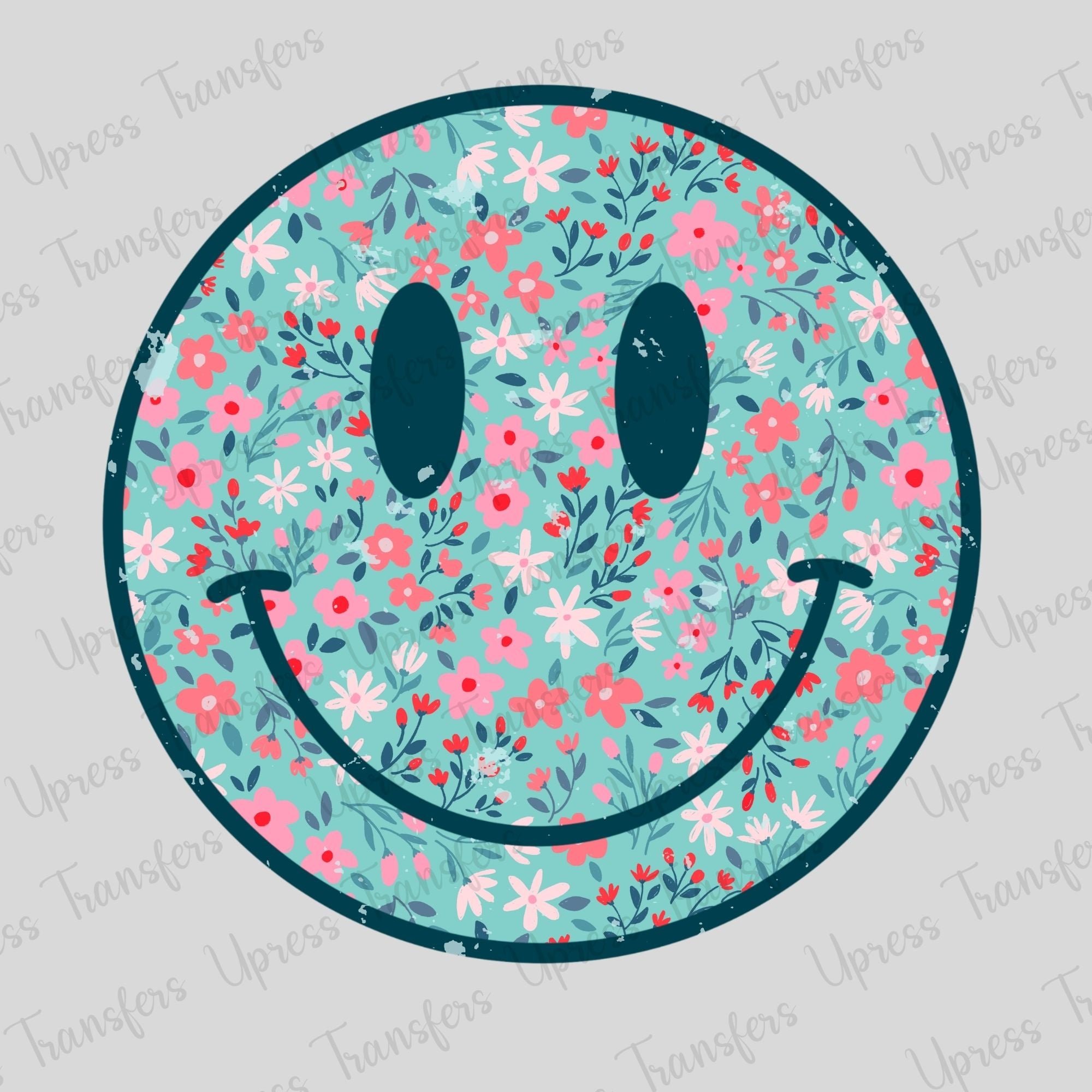 Boho Blue Florals Smiley