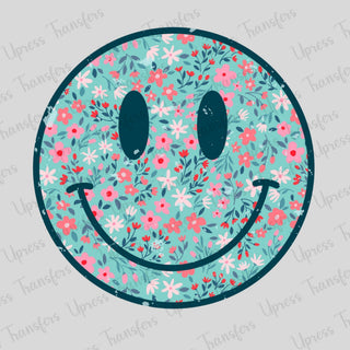 Boho Blue Florals Smiley