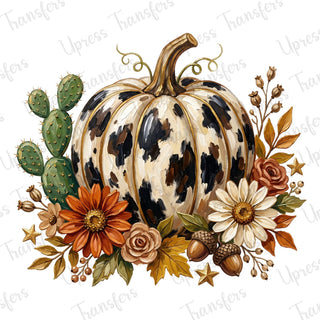 Boho Cow Printed Painted Pumpkin