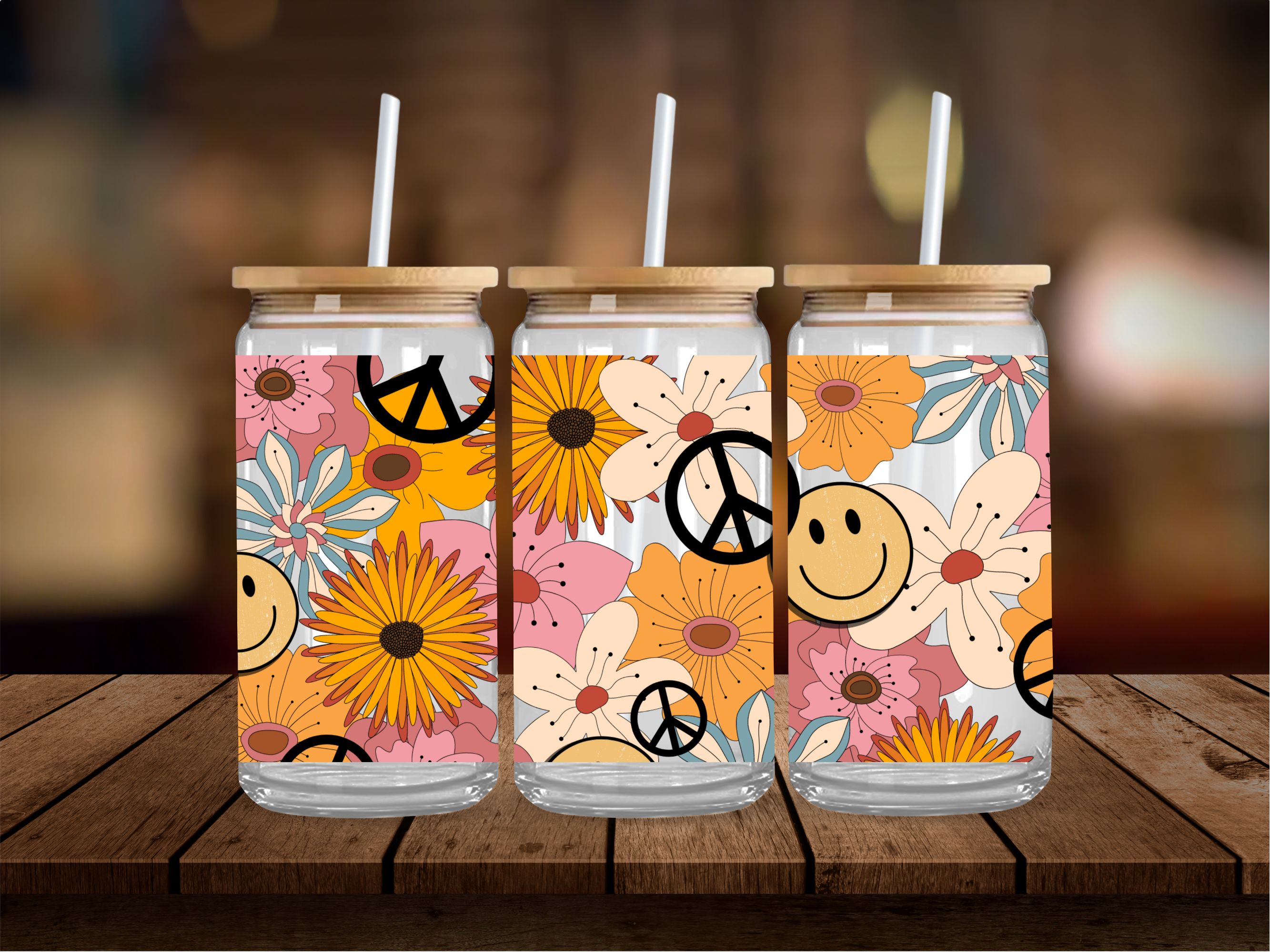 Boho Retro Peace 16 Oz Wrap