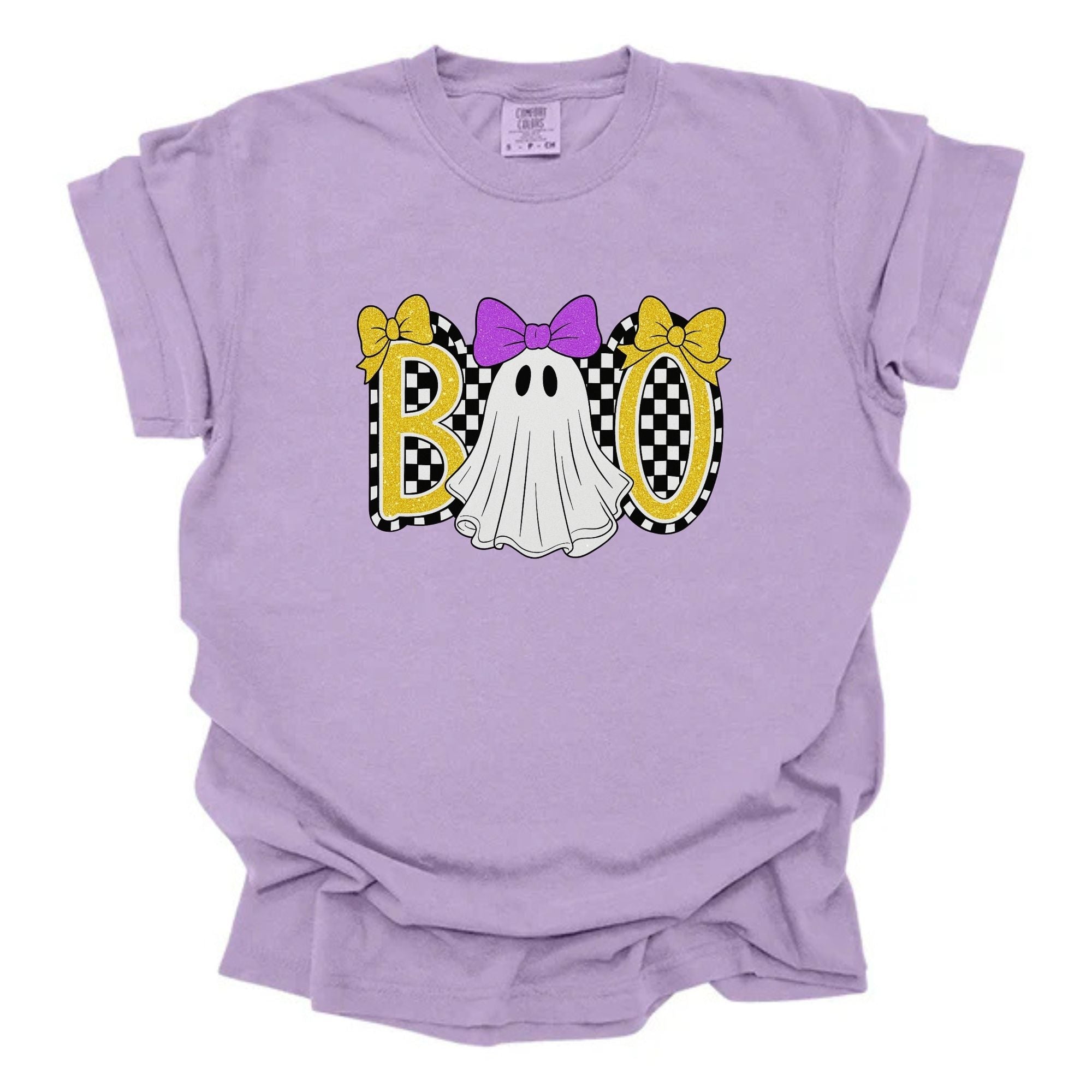Boo Checkered Glitter Yellow