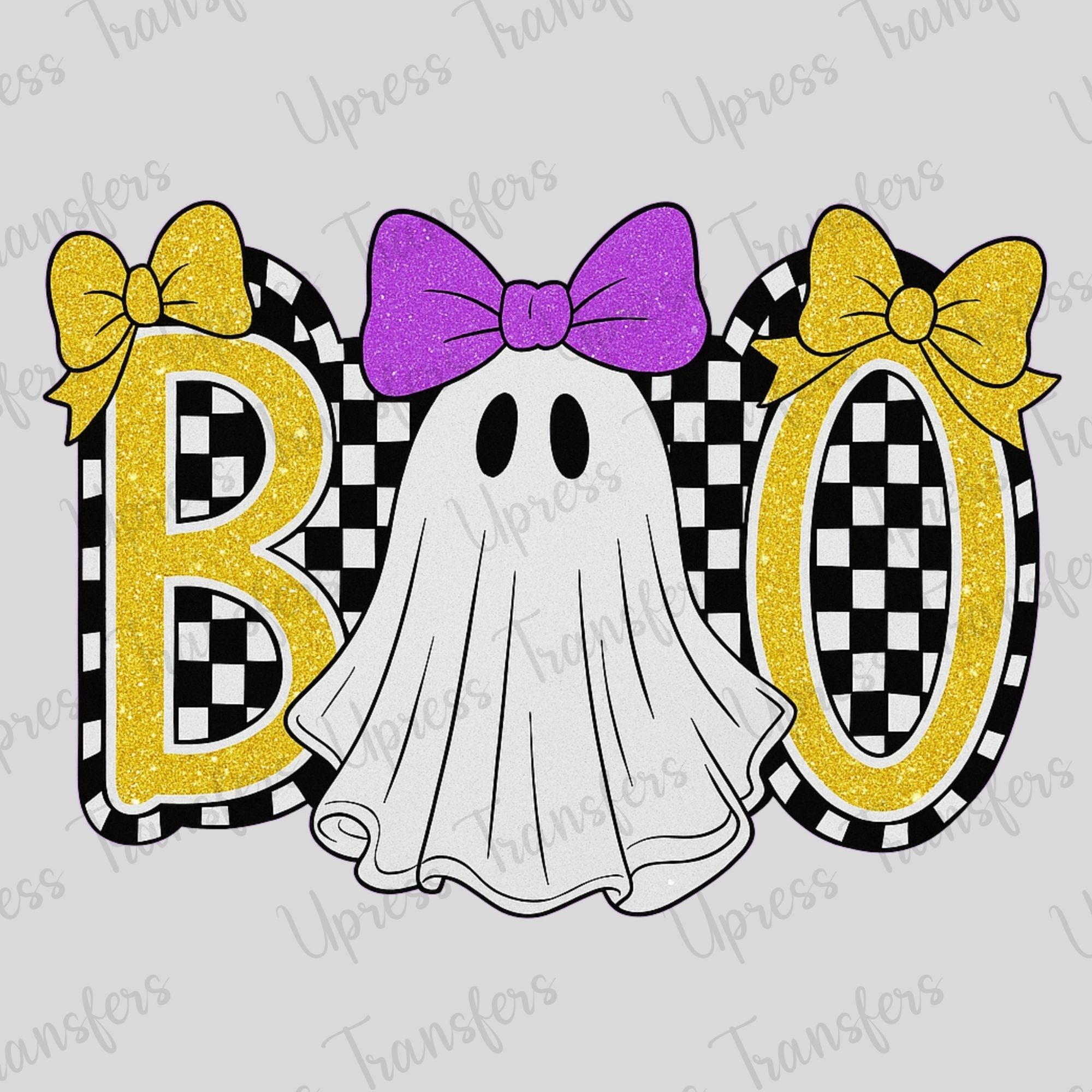 Boo Checkered Glitter Yellow