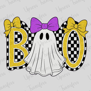 Boo Checkered Glitter Yellow