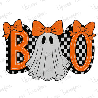 Boo Checkered Orange Glitter