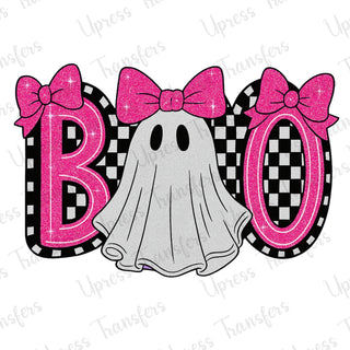 Boo Checkered Pink Glitter