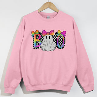 Boo Checkered Rainbow Glitter