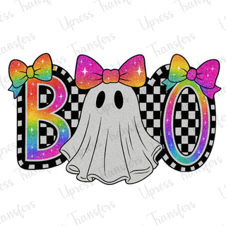 Boo Checkered Rainbow Glitter