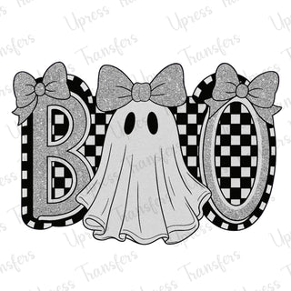 Boo Checkered Silver Glitter