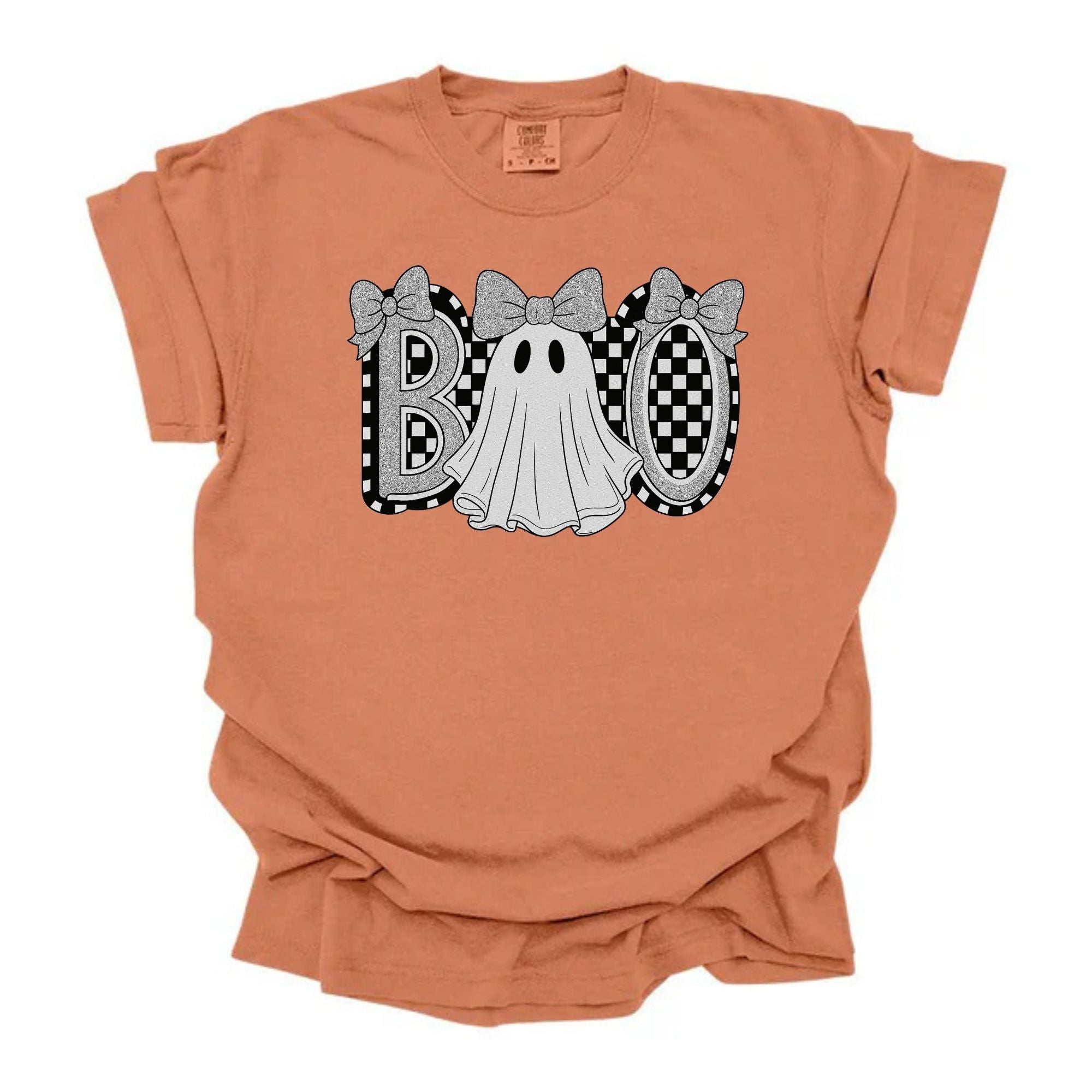 Boo Checkered Silver Glitter