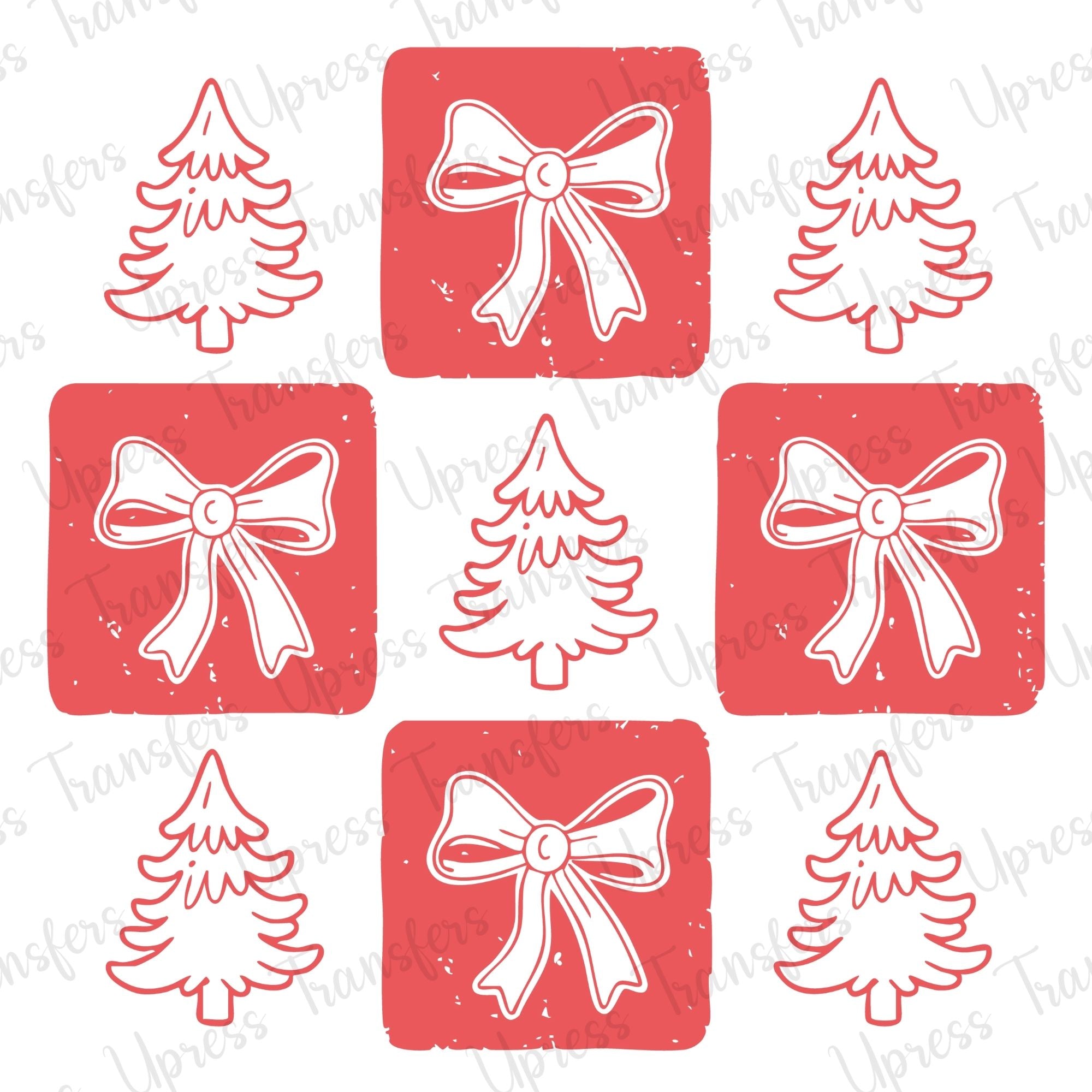 Bow and Trees Checkered Red