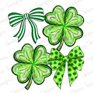 Bows and Clovers Collage Brushstrokes