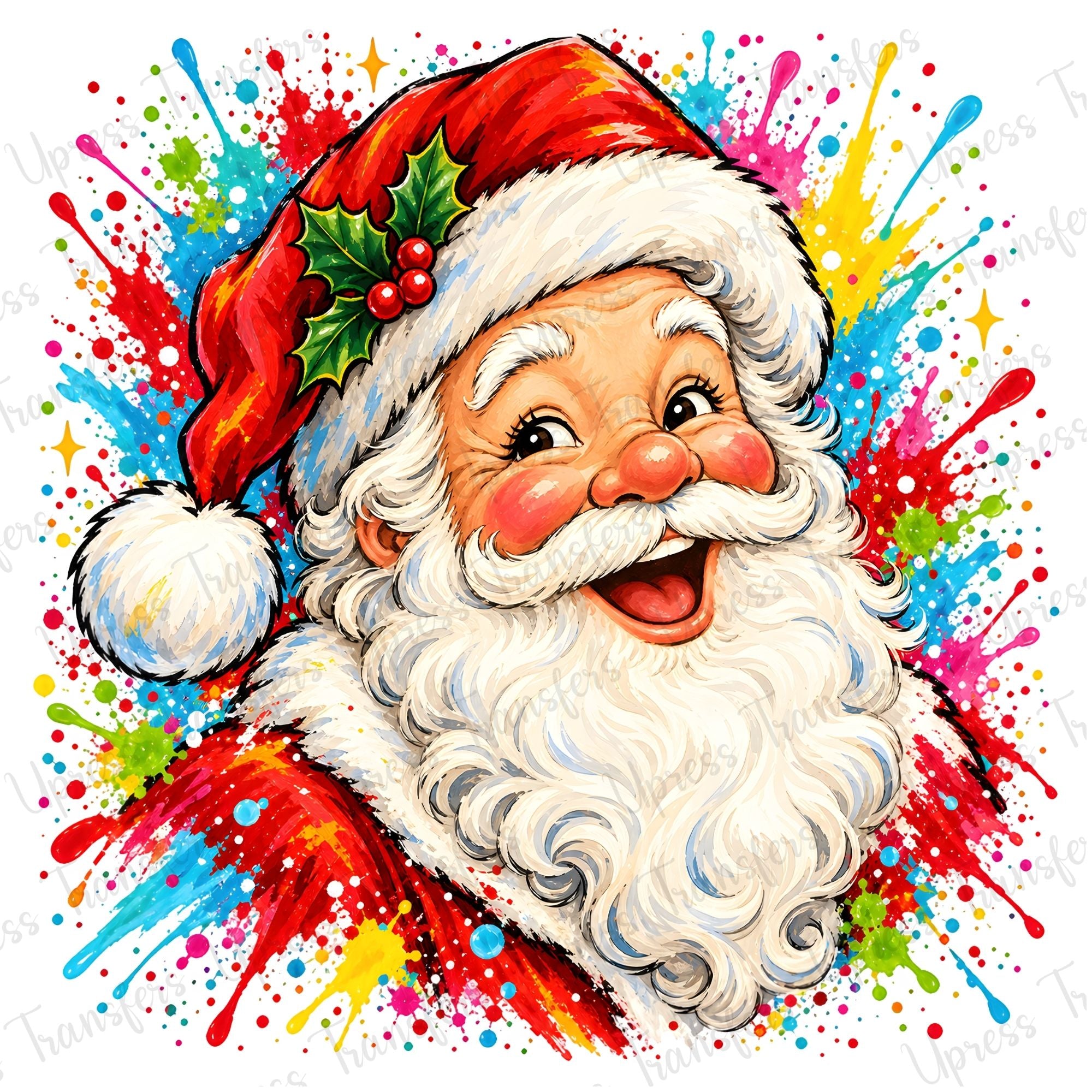 Bright Paint Splattered Santa