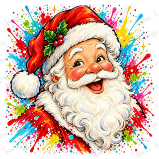 Bright Paint Splattered Santa